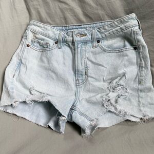 Old Navy High Rise OG Straight Light Wash Distressed Denim Shorts